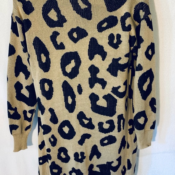 BTFBM New Long Open Front Knit Leopard Cardigan - Picture 7 of 10